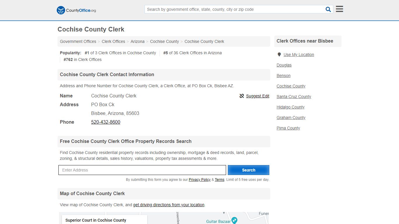 Cochise County Clerk - Bisbee, AZ (Address and Phone)